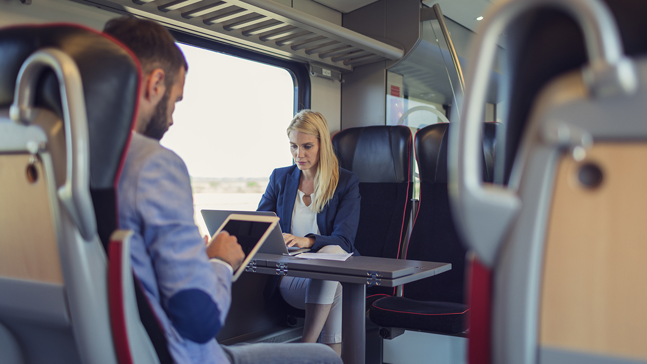 Passengers using Wi-Fi